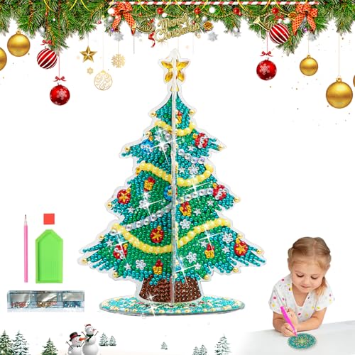 Viilich Weihnachtsbaum Diamond Painting Set,5D Diamant-Malset Weihnachtsbaum, Speziell Geformte Harzdiamanten, DIY Weihnachtsdekorations-KitWeihnachts DIY Dekorationen(SS04) von Viilich