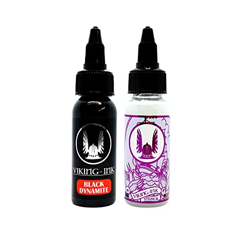 VIKING INK - Tinta para Tatuajes - Kit Black Dynamite 1oz + Stencil 1oz von Viking-Ink B&W