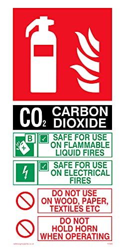 5 Stück – Feuerlöscher enthält CO2-Anweisungen Schild – 100 x 200 mm – P12 von Viking Signs