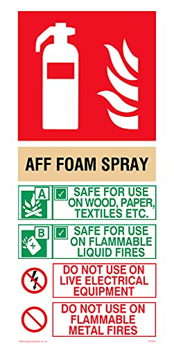 P12 Feuerlöscher enthält Aff Foam Anleitung (in englischer Sprache), 100 x 200 mm, 5 Stück von Viking Signs