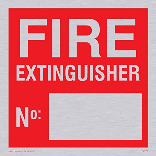 Viking Schilder fv370-s10-sv "FEUERLÖSCHER kein:" Sign, silber, Vinyl, 100 mm H x 100 mm W von Viking Signs