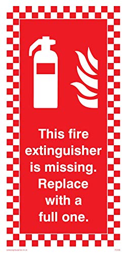 Viking Schilder fz338-p12–1 m "FEUERLÖSCHER das fehlt ersetzen einen neuen mit" Sign, Kunststoff, 1 mm halbstarr, 200 mm H x 100 mm W von Viking Signs