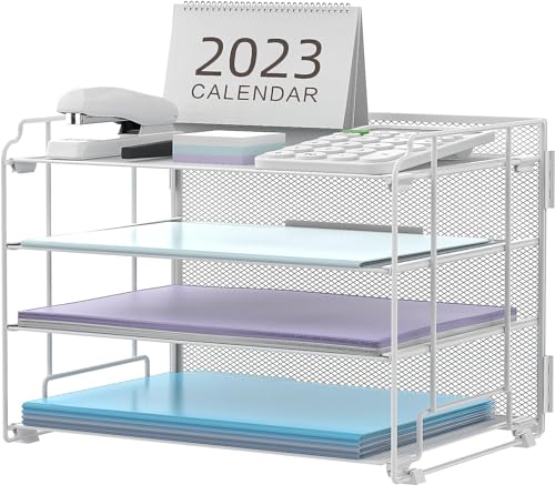 Vikmyer Mesh Datei Organizer für Schreibtisch, Desktop Datei Organizer mit 4 Briefablagen, einfache Installation, Schreibtisch-Organizer für Bürobedarf, Schule und Zuhause von Vikmyer