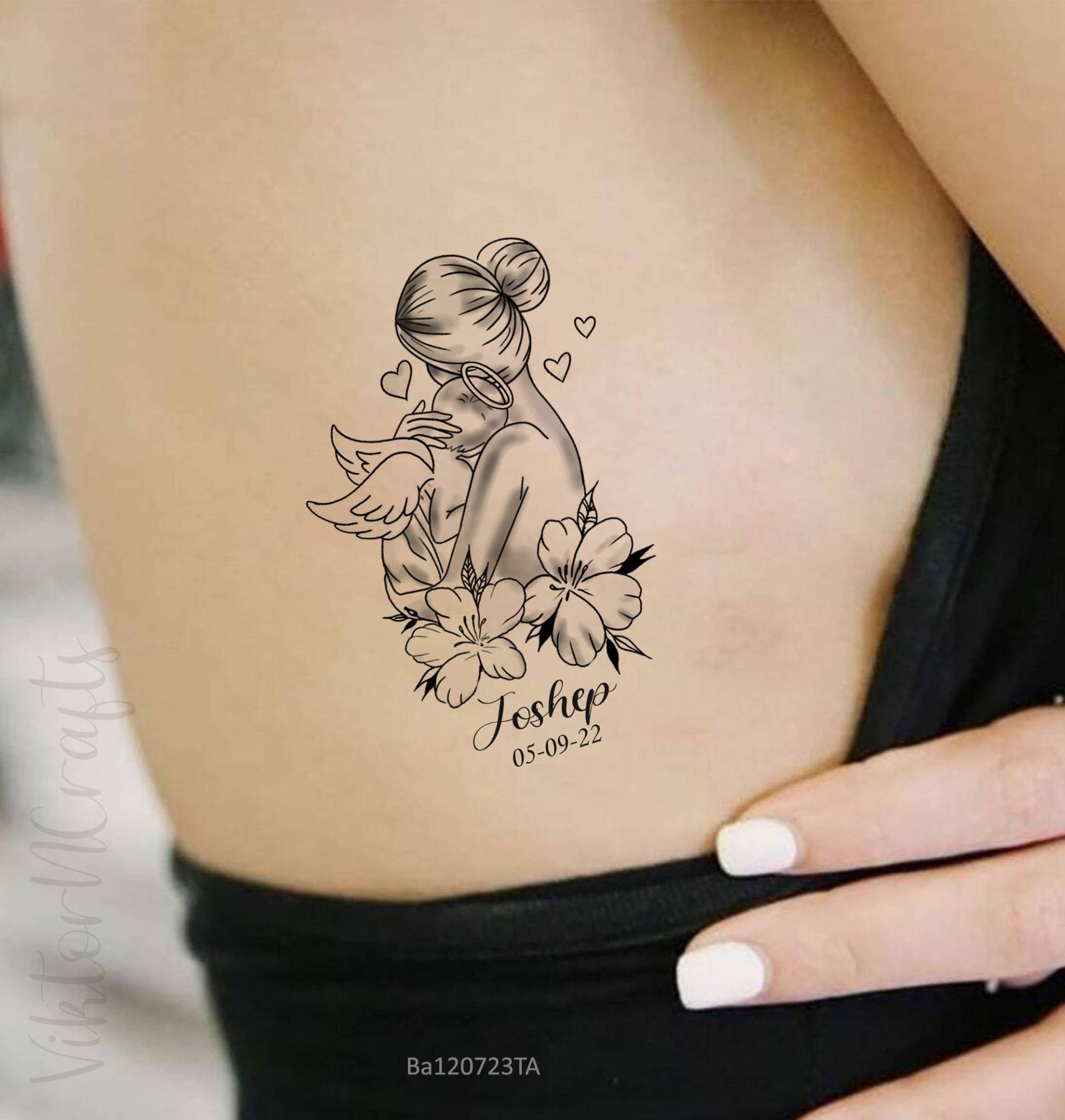 Mutter Und Baby Engel Temporäre Tattoo, Fehlgeburt Tattoo Geschenk, Verloren Kind Verlust Fake Sympathie Geschenke von ViktorNCrafts