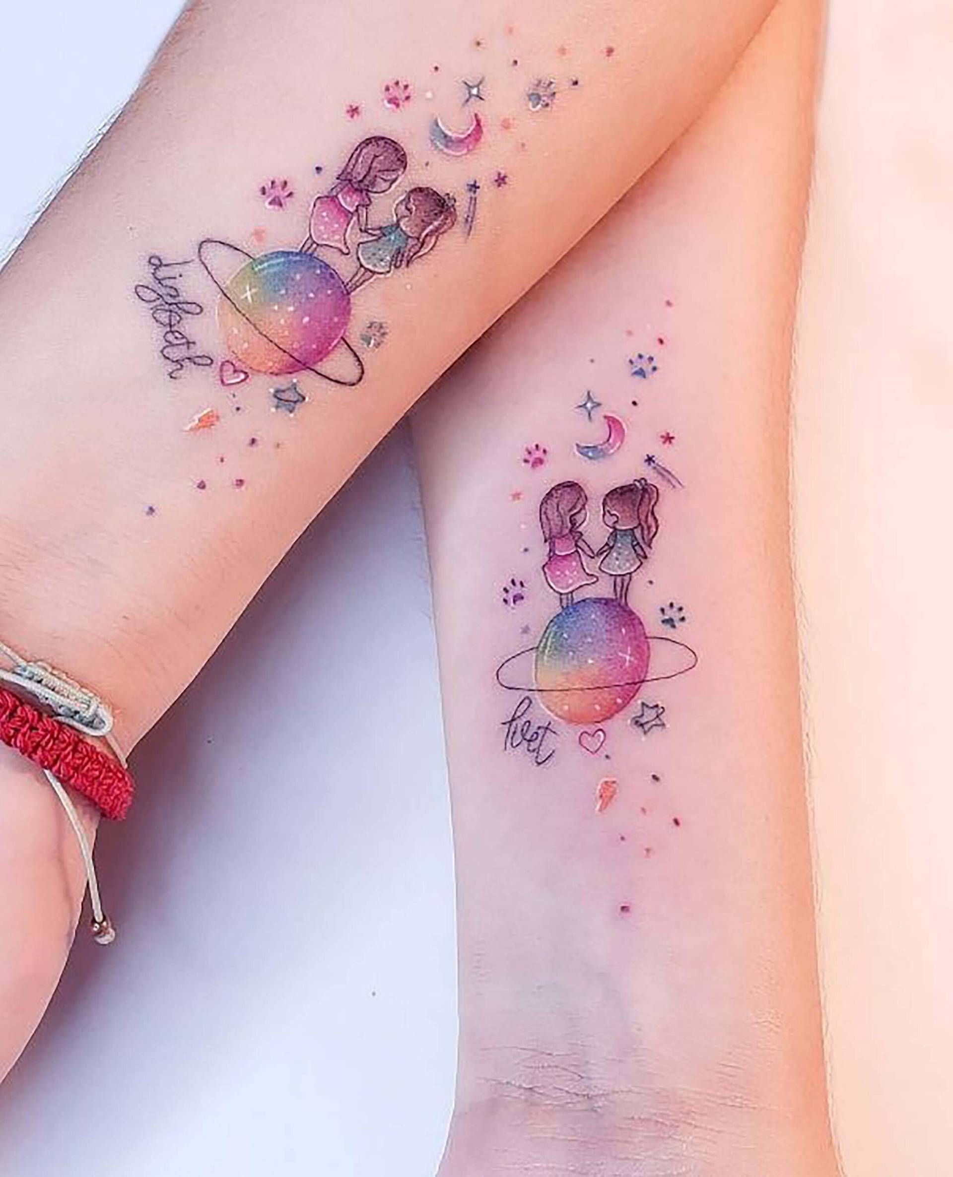 Personalisierte Bunte Schwestern Tattoo-Mutter Tochter Temporäres Tattoo-Matching Tattoo Für Schwestern-Mutter Sohn Design-Ideen-Familie Geschenk von ViktorNCrafts