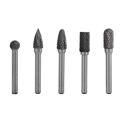 Fräser Set, 5 Stücke Raspel Wolfram Stahl Schleifen Grat 6mm Schaft 10mm Kopf Rotary Cutter Bits Kit zum Schleifen, Polieren, Gravieren von Holz, Kunststoff, Alu Schleifen von Vikye