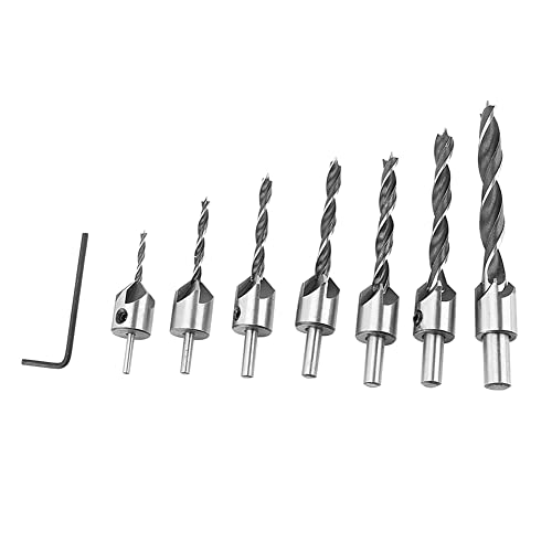 HSS Bohrersatz Kegelsenker, 7 Pcs 3mm-10mm 45# Stahlbohrer 5 Flute Senker Bohrer Set Holz Metall Aluminium Bohrerbohrer Bohrerfräser/Bohrlochbohrung mit Sechskantschlüssel HSS Bohrersatz Kegelsenker, 7 Pcs 3mm-10mm 45# Stahlbohrer 5 Flute Senker Bohrer Set Holz Metall Aluminium Bohrerbohrer Bohrerfräser/Bohrlochbohrung mit Sechskantschlüssel von Vikye
