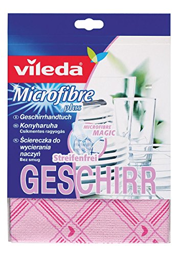 Vileda Microfaser Geschirrhandtuch, trocknen und polieren, fussel- und streifenfrei, zwei Farben von Vileda