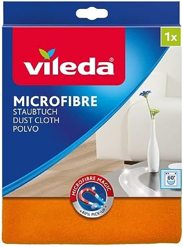 Vileda Microfaser Staubtuch - entfernt Staub ohne Aufwirbeln, 1er Pack, Orange von Vileda