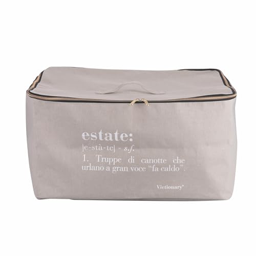 Victionary Aufbewahrungstasche aus Stoff, Doppelreißverschluss, mit Griff, 50 x 40 x 27 cm, Beige von Villa d'Este Home Tivoli