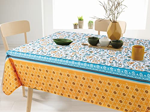 Villages de Provence - Tischdecke, schmutzabweisend, rechteckig, – bügelfrei und 100 % Polyester – 240 x 150 cm – Motiv Blumen – 6/8 Besteck von Villages de Provence