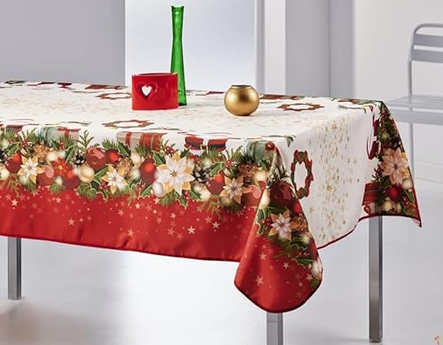 Weihnachtstischdecke – rechteckige Tischdecke – schmutzabweisende Tischdecke – waschbare Tischdecke für Weihnachten (Feenweihnachten, 350 x 150 cm) von Villages de Provence