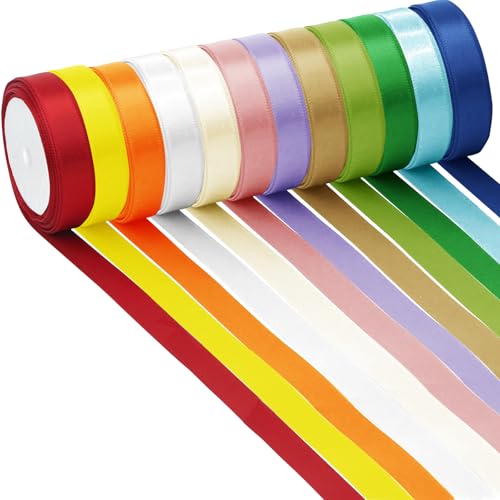 Satinband 12 Farben 2cm X 22m Breit Geschenkband Schleifenband für Geschenk Verpackung Kunsthandwerk Schleifen Blumenstrauß Hochzeitsdekoration von VillyVida