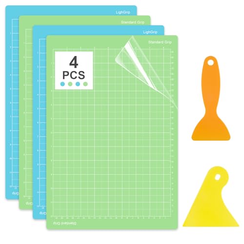 Vilomdur Schneidematte,4 Stück Klebrige Schneidematten für Cricut Joy Xtra,8,5 x 12 Zoll Ersatzkleber Schneidematte,Standard Strong Grip Selbstklebende Schneidematten,Plotter Zubehör mit Abstreicher von Vilomdur