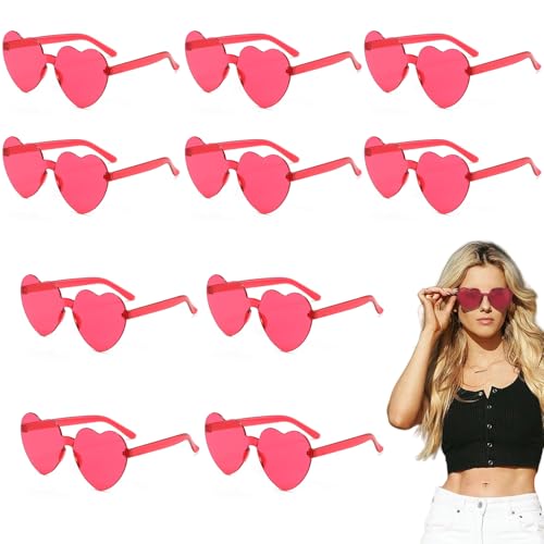 Vimmvid 10 Stück Herz Sonnenbrille Sonnenbrille Rosa, Brille Rosa Brille Brille Herz Brille Rosarote Brille Brille Pink Herzen Brille, Brillen,für Themed Party von Vimmvid