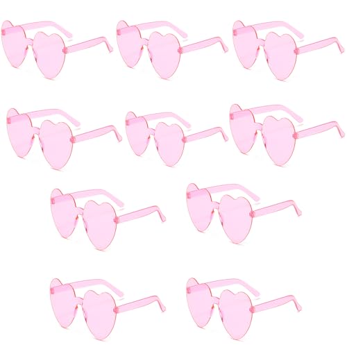 Vimmvid 10 Stück Rosarote Brille,Rosa Sonnenbrille Brille Sonnenbrille Herz Sonnenbrille Pinke Brille,Brille Brille Pink Herz Brille Herzchen Brille Sonnenbrille Pink,Transparent Zube von Vimmvid