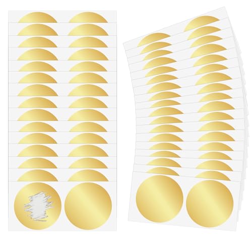 100 Stück Gold Runde Rubbelaufkleber 5cm Rubbellose Selber Machen, Rubbellose Selber Machen Rubbeletiketten zum Aufkleben Kreativität Scratch off Sticker für überraschung Geeignet Postkarten Geschenke von Vin Beauty