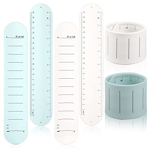 Vin Beauty 2 Pack Silicone Memo Wristbands, Reusable Wearable Writable Erasable Slap Bracelet Notepad Memo Watchband with Ruler for Adult Student Teacher Nurse Daily Study Work Supplies(White, Blue) von Vin Beauty