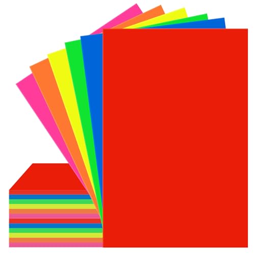 Neonfarbenes Kartonpapier Bastelpapier, 60 Blatt, 6 Farben, für Bastelarbeiten und Dekorationen von VinTS