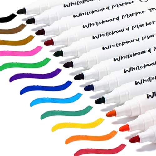 Vinabo Whiteboard-Marker, abwischbar, mit mittlerer Spitze, abwischbar, 12 Stück, verschiedene Farben von Vinabo