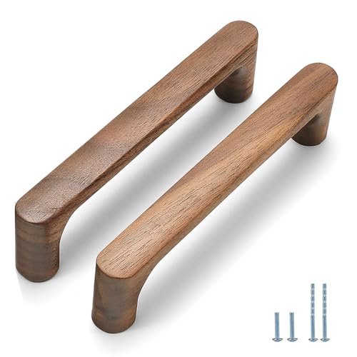 Vinbcorw Schubladengriffe aus Holz, Küchenschrank Griffe Moebelgriff Stangengriff Schrankgriffe quadratisch für Tür Schrank Schublade Schrauben,F,5 in 10 pcs von Vinbcorw