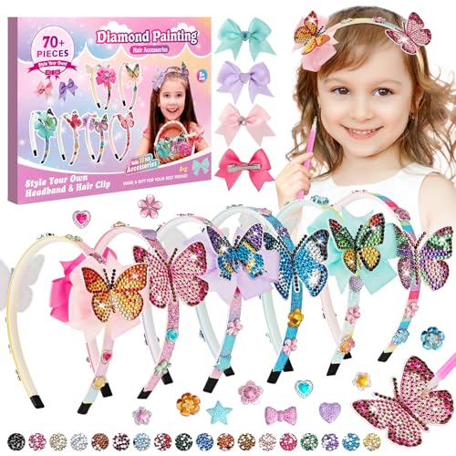 Vinitoy Haarreifen Selber Machen Mädchen, Geschenk für Mädchen 5-12 Jahre, Bastelset Mädchen 6 7 8 9 10 Jahre, Diamond Painting Kinder, Haarschmuck Bastelset Kinder Spielzeug ab 5 6 7 8 Jahre von Vinitoy