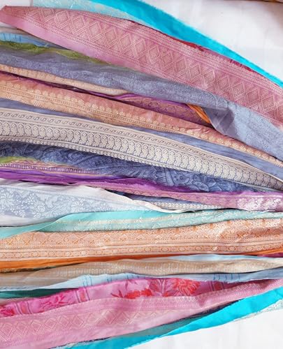 Vintage Fabrics Crafts Vintage Sari Trim Lace Lot Ribbon Border 25 Pcs 1 Yard (91.4 cm) Each Total 22 Yards DS354 von Vintage Fabrics Crafts