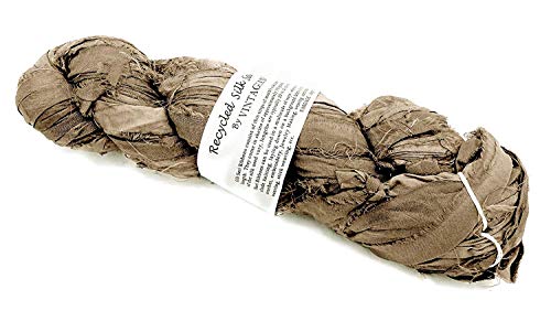 100g Recycled Sari Silk Ribbon Garn, Schmuck machen Trim - Beige von Vintageandyou