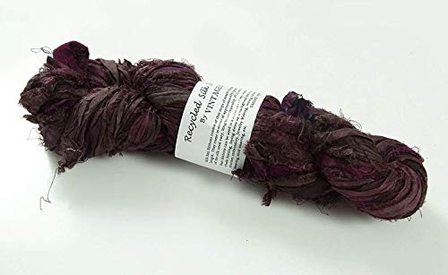 100g Recycled Sari Silk Ribbon Garn, Schmuck machen Trim - Deep Plum Mix von Vintageandyou