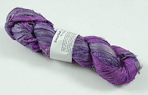 100g Recycled Sari Silk Ribbon Garn, Schmuck machen Trim - Orchidee Mix von Vintageandyou