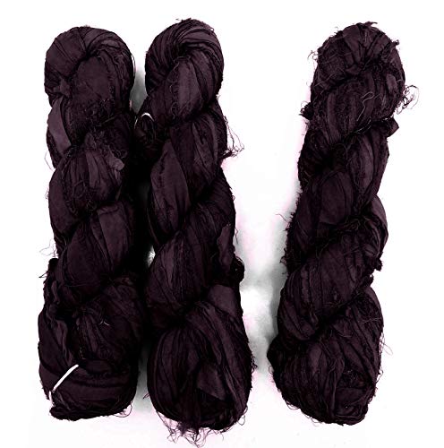 100g Recycled Sari Silk Band Garn, Schmuck machen Trim - Deep Plum von Vintageandyou