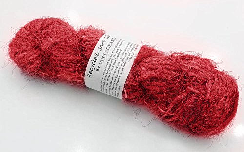 100g Recycling Sari Silk Garn Handgesponnene Pfirsich Rot Weiche Garne von Vintageandyou