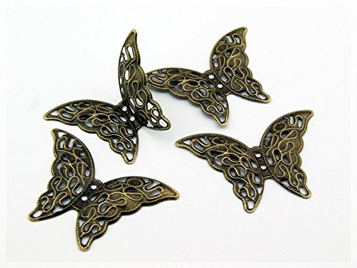 10 Schmetterlinge filigran Vintage Bronze von Vintageparts, DIY-Schmuck von Vintageparts FACHHANDEL FÜR SCHMUCKZUBEHÖR