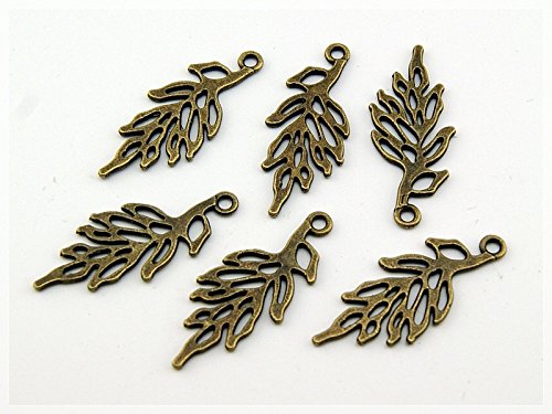 Vintageparts 10 stilisierte Anhänger als Blatt in antik Bronze, DIY-Schmuck von Vintageparts FACHHANDEL FÜR SCHMUCKZUBEHÖR