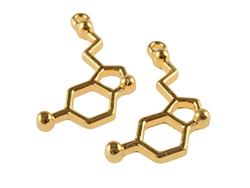 2 Anhänger Serotonin in goldfarben von Vintageparts, DIY-Schmuck von Vintageparts FACHHANDEL FÜR SCHMUCKZUBEHÖR