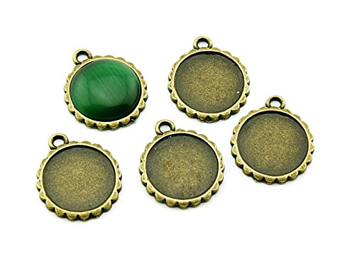 Vintageparts 4 Fassungen für 16 mm Cabochons antik Bronze, DIY-Schmuck von Vintageparts