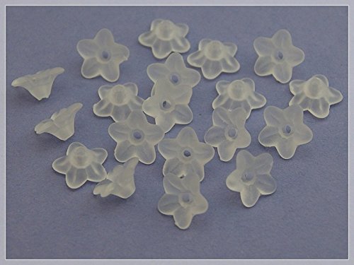 Vintageparts 40 Blüten in Weiss gefrostet, 10 mm, DIY-Schmuck von Vintageparts