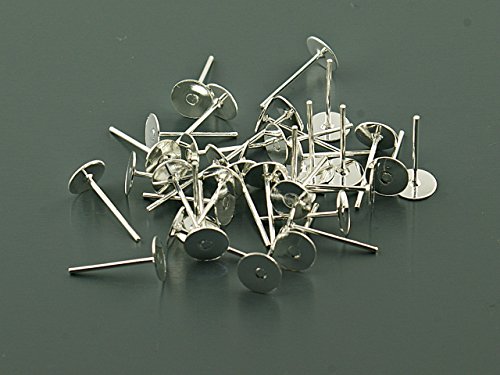 Vintageparts 40 Ohrstecker in silberfarben mit 6 mm Klebefläche, DIY-Schmuck von Vintageparts