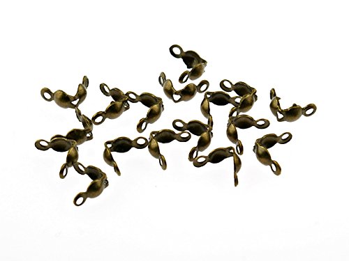 Vintageparts 50 Endkappen für dünne Bänder in antik Bronze, 3 mm, DIY-Schmuck von Vintageparts