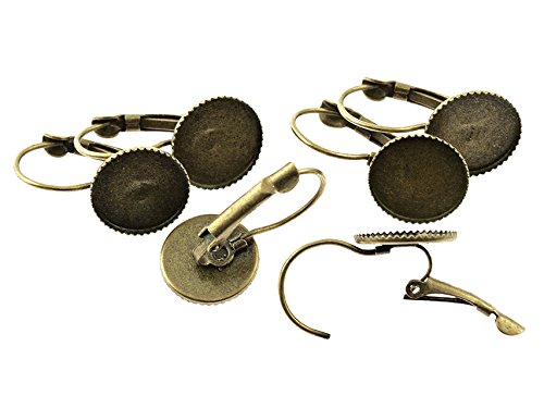 Vintageparts 6 Brisuren mit ziselierten Rand in antik Bronze für 12 mm Cabochons, DIY-Schmuck von Vintageparts
