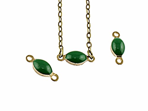 6 emaillierte Verbinder Emerald aus Messing von Vintageparts, DIY-Schmuck von Vintageparts FACHHANDEL FÜR SCHMUCKZUBEHÖR