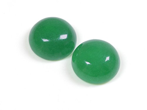 Vintageparts Cabochons 10 mm aus echter gefärbter Jade in grün 2 Stück Edelstein DIY Schmuck von Vintageparts