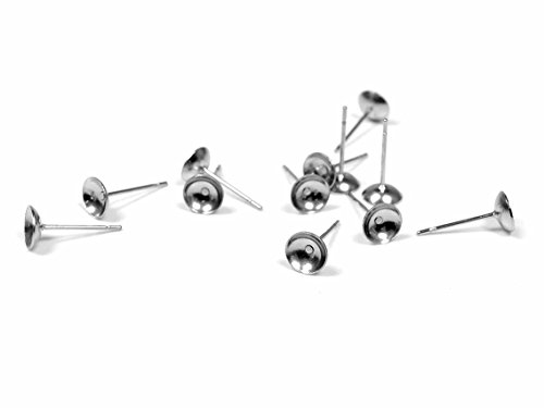 Ohrstecker aus 304 Edelstahl in silberfarben platiniert für 10 mm Hohlperlen 10 Stück von Vintageparts DIY-Schmuck von Vintageparts FACHHANDEL FÜR SCHMUCKZUBEHÖR