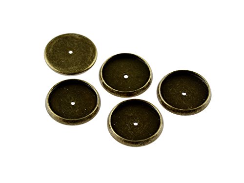 Vintageparts Schlichte Settings in antik bronzefarben für 12 mm Cabochons im Set zu 20 Stück, DIY-Schmuck, Fassungen von Vintageparts