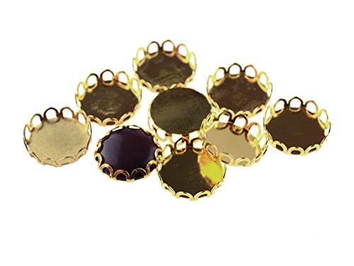 Vintageparts 20 Fassungen für 12 mm Cabochons goldfarben, DIY-Schmuck von Vintageparts FACHHANDEL FÜR SCHMUCKZUBEHÖR