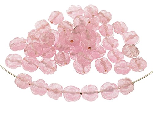 Vintageparts 20 Glasperlen Blümchen in rosa, 8 mm, DIY-Schmuck von Vintageparts FACHHANDEL FÜR SCHMUCKZUBEHÖR