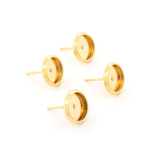 Vintageparts Ohrstecker aus Messing mit 8 mm Fassung 24k Gold beschichtet 4 Stück zum Schmuck selber machen, Ohrringe und Ohrschmuck von Vintageparts FACHHANDEL FÜR SCHMUCKZUBEHÖR