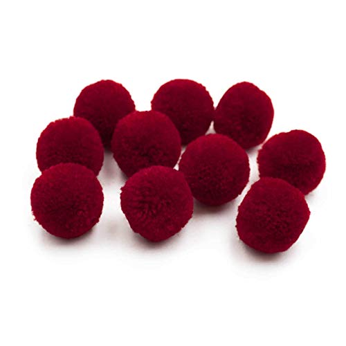 Vintageparts Pom Poms aus Polyester in dunkelrot 20mm 10 Stück von Vintageparts FACHHANDEL FÜR SCHMUCKZUBEHÖR