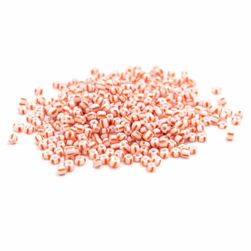 Vintageparts gestreifte Rocailles in Weiß-Orange 3 mm – ca. 280 Stück Glasperlen 10 g für Armband, DIY, Schmuck & Perlenweben – Perlen zum Auffädeln Vintageparts gestreifte Rocailles in Weiß-Orange 3 mm – ca. 280 Stück Glasperlen 10 g für Armband, DIY, Schmuck & Perlenweben – Perlen zum Auffädeln von Vintageparts FACHHANDEL FÜR SCHMUCKZUBEHÖR