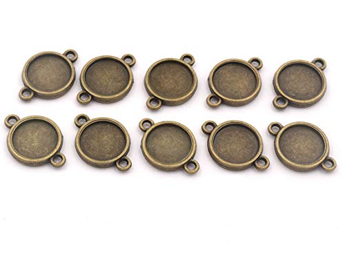 doppelseitige Fassungen als Verbinder für 12 mm Cabochons in antik bronzefarben 10 Stück von Vintageparts DIY Schmuck von Vintageparts FACHHANDEL FÜR SCHMUCKZUBEHÖR